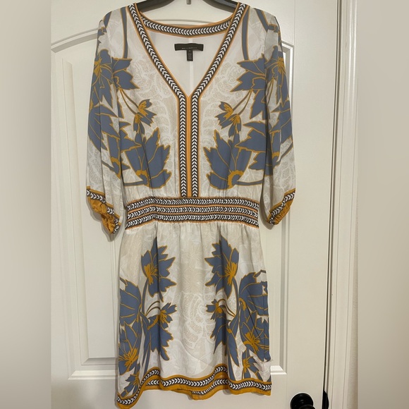 White House Black Market Dress ¾ Sleeve Smocked Waist Dress - Picture 7 of 12